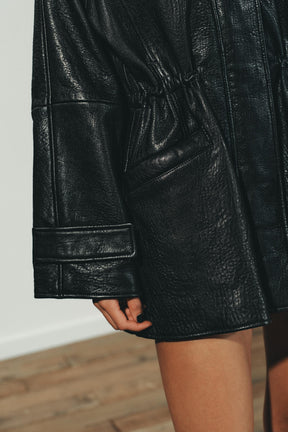 Leather Jacket with Adjustable