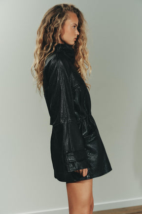 Leather Jacket with Adjustable