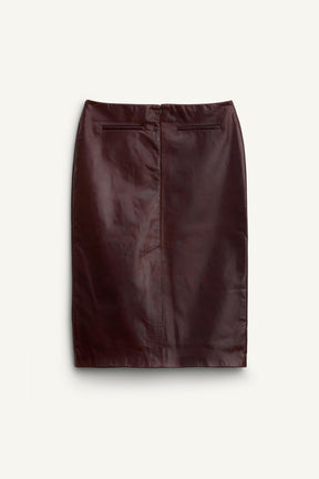 100% LEATHER STRAIGHT SKIRT