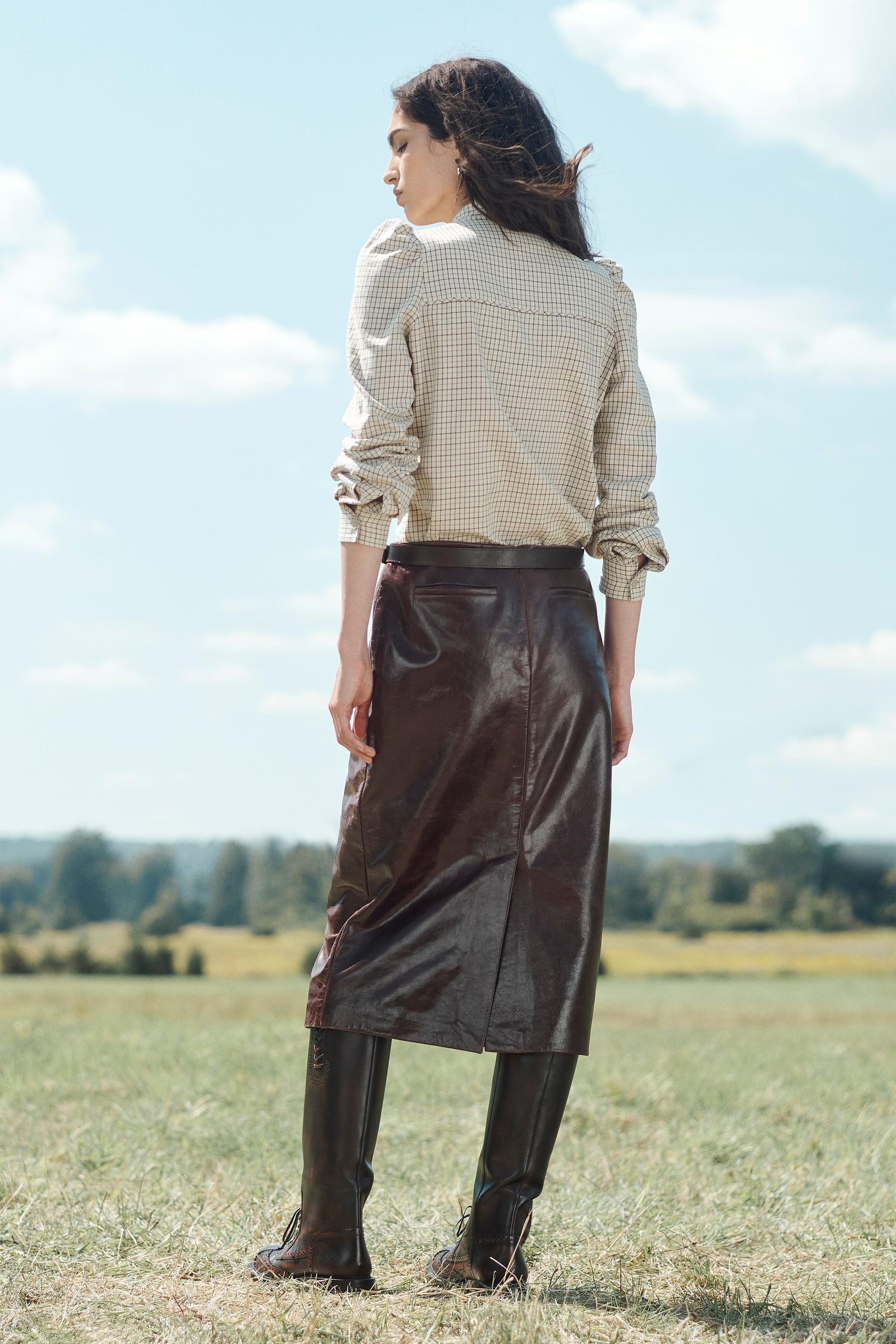 100% LEATHER STRAIGHT SKIRT