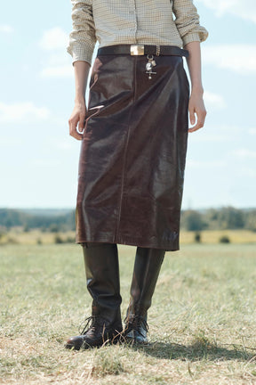 100% LEATHER STRAIGHT SKIRT