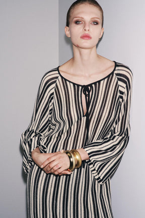 STRIPED KNIT DRESS WITH LINEN - Image 2