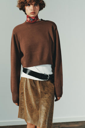 CROPPED KNIT JUMPER WITH SHOULDER PADS - Image 2
