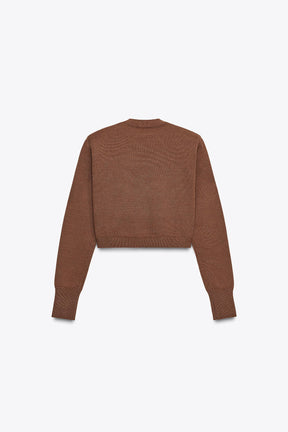 CROPPED KNIT JUMPER WITH SHOULDER PADS - Image 6