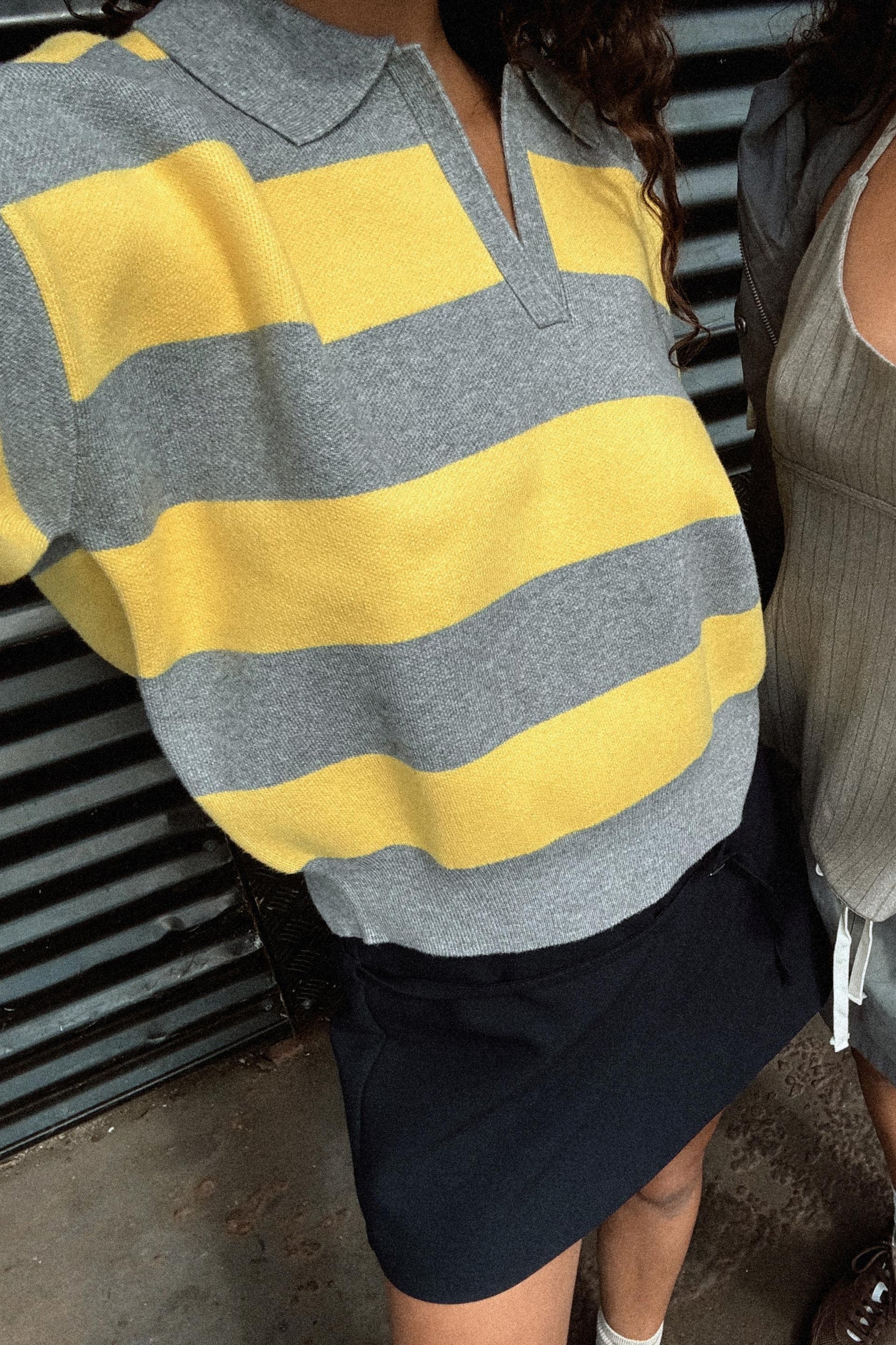 Striped Knit Polo Shirt