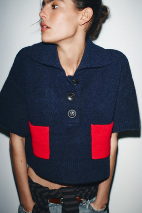 SHORT SLEEVE KNIT TOP - Image 2