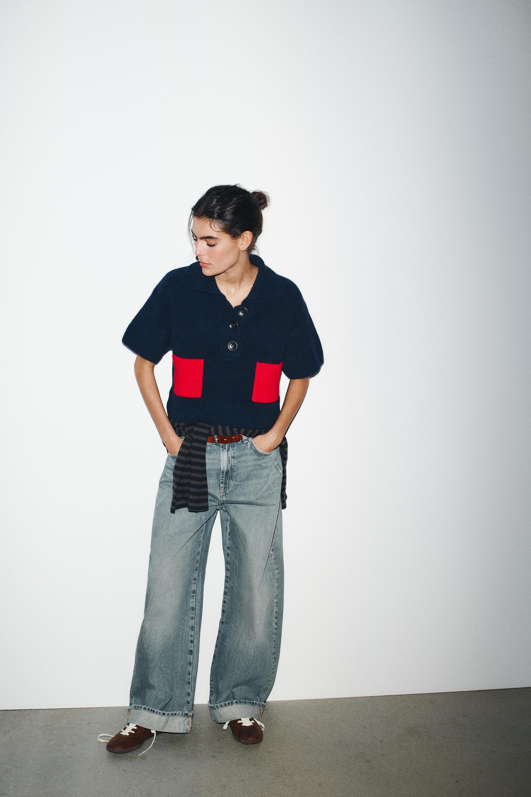 SHORT SLEEVE KNIT TOP - Image 1