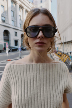 ASYMMETRIC WOOL TOP WITH BELT - Image 5