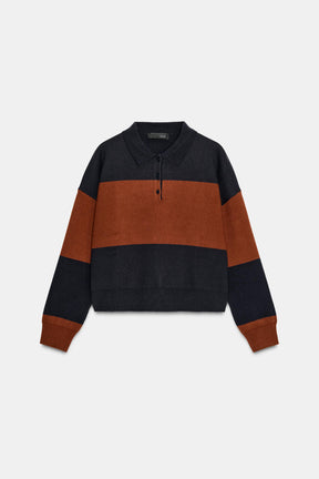 Striped Knit Polo Shirt