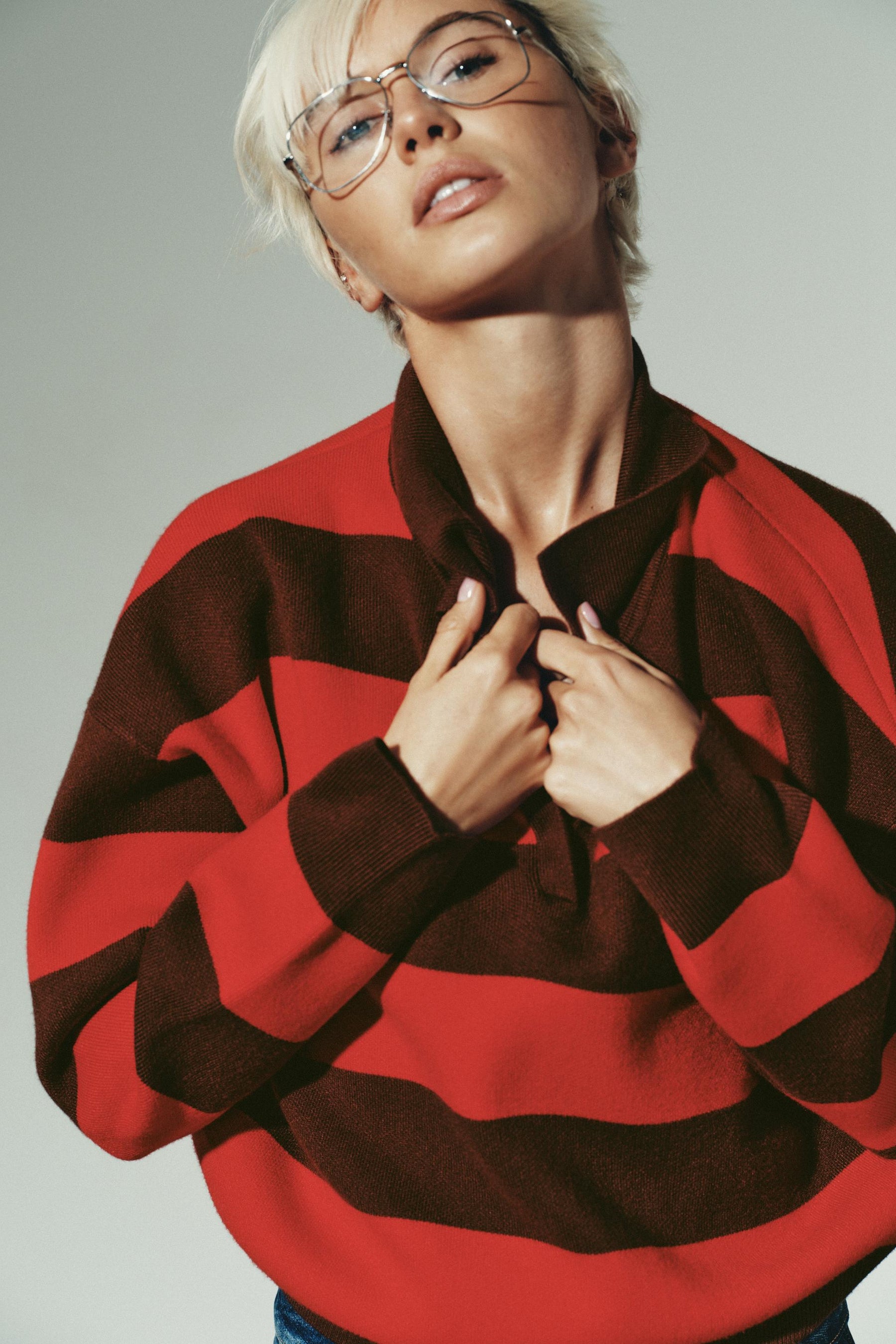 Striped Knit Polo Shirt