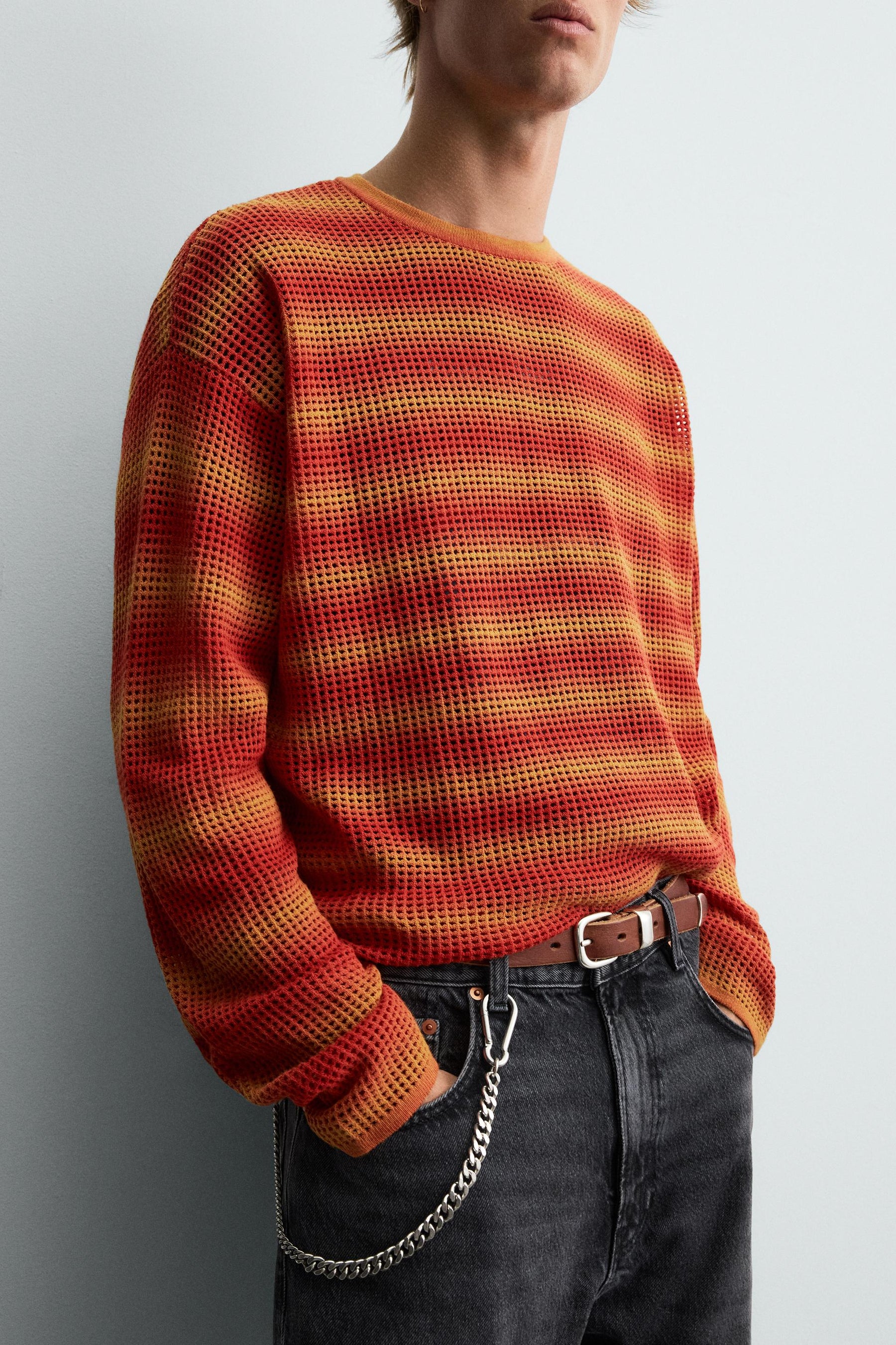 STRIPED OPEN-KNIT SWEATER - Image 5