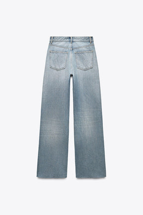 Wide-leg high-waist jeans