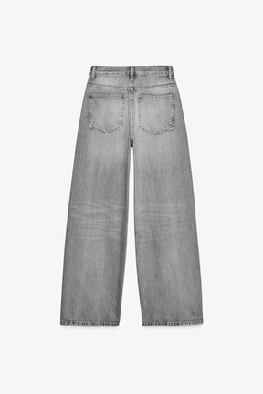 Wide-Leg Crossover Waist Jeans