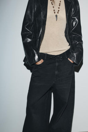 Mid-waist folded jeans