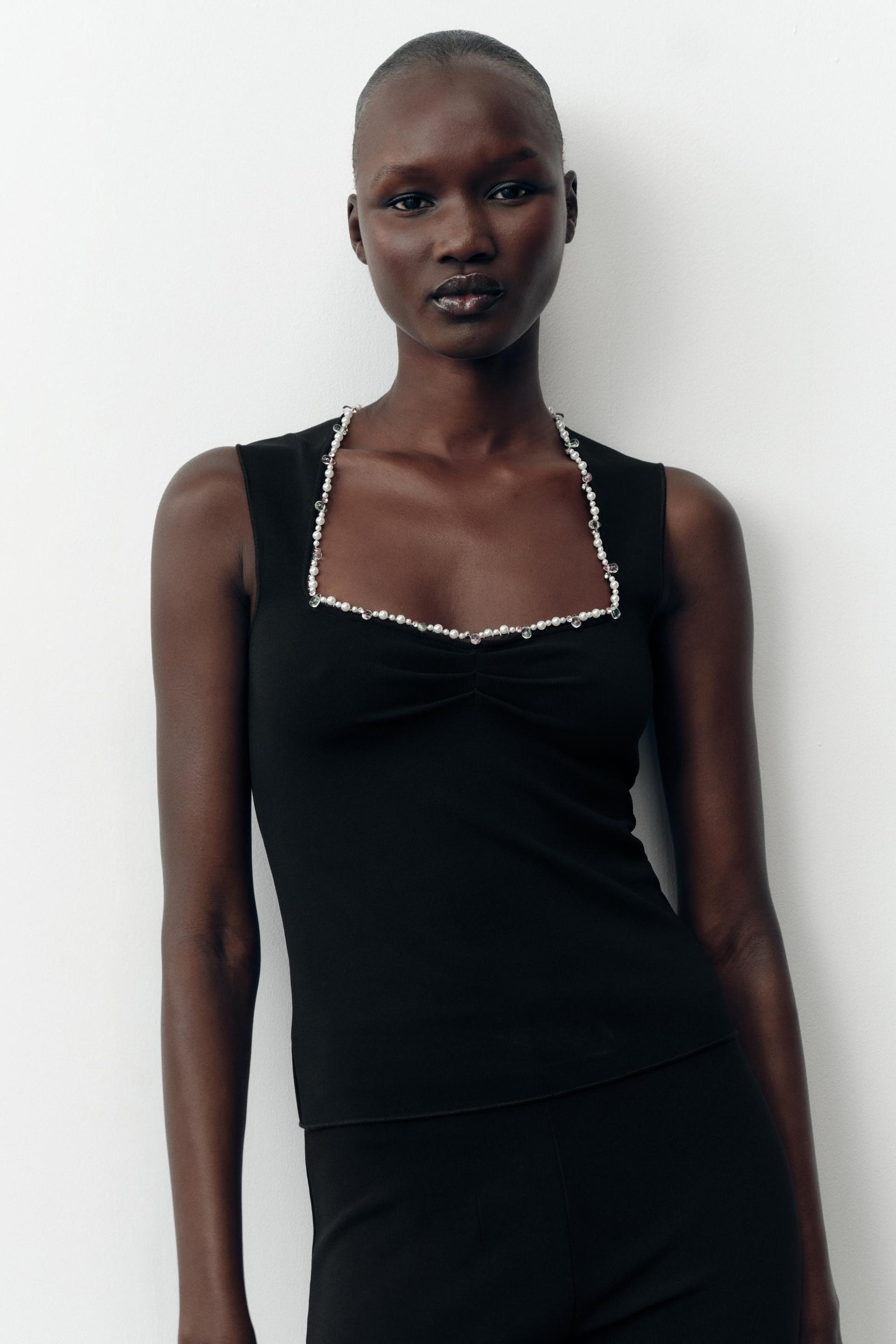 Metallic Thread Stretch Top