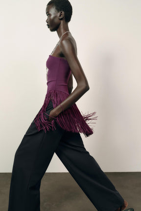 FRINGED STRETCH TOP