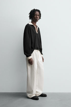 COTTON-HEMP POLO SWEATSHIRT - Image 1