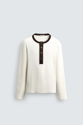 RIBBED HENLEY T-SHIRT - Image 7