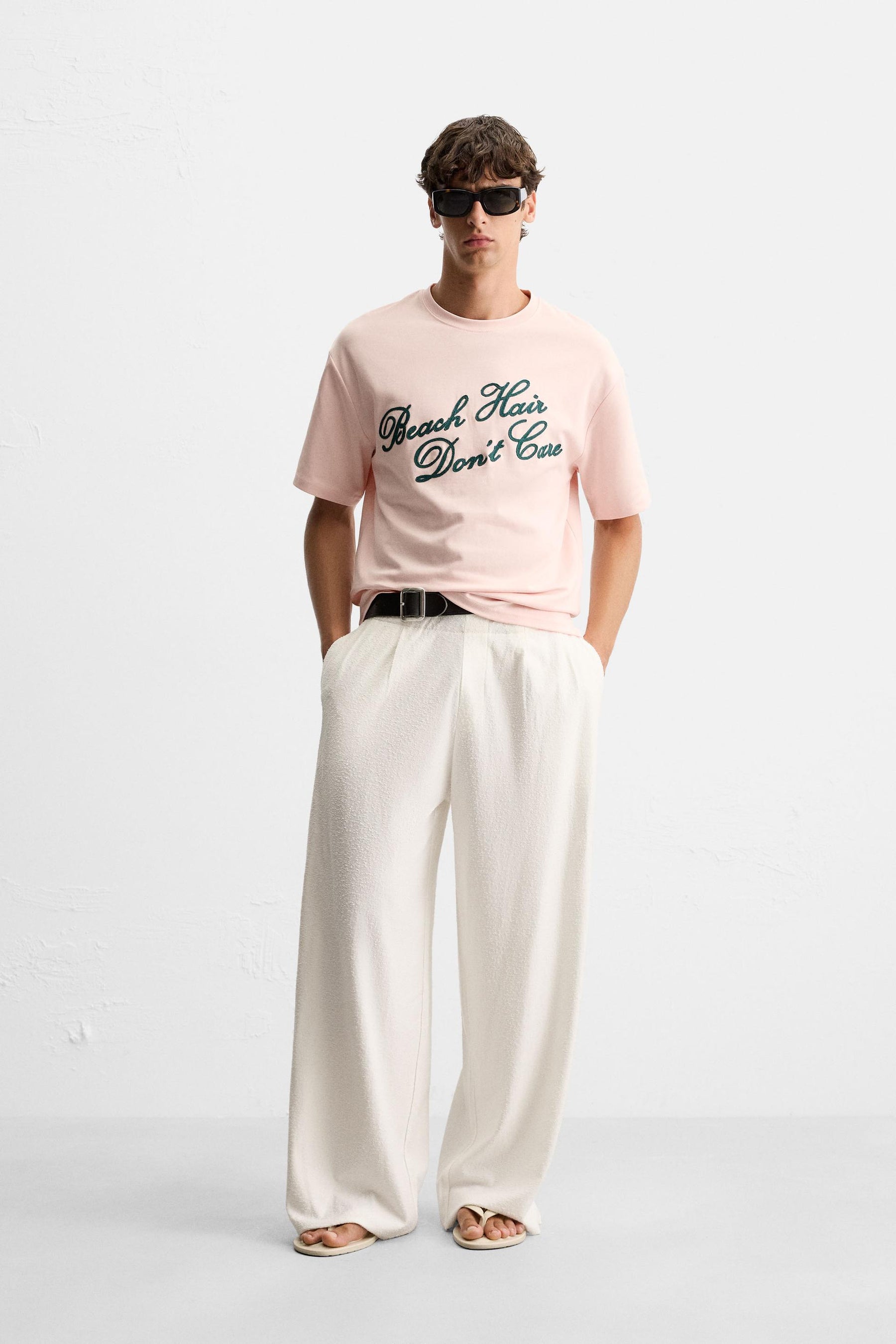 EMBROIDERED SLOGAN T-SHIRT - Image 1