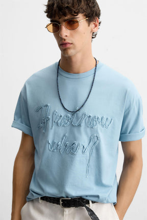 T-SHIRT WITH RAISED SLOGAN - Image 5