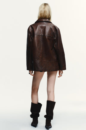 100% WASHED EFFECT leather JACKET - Image 4