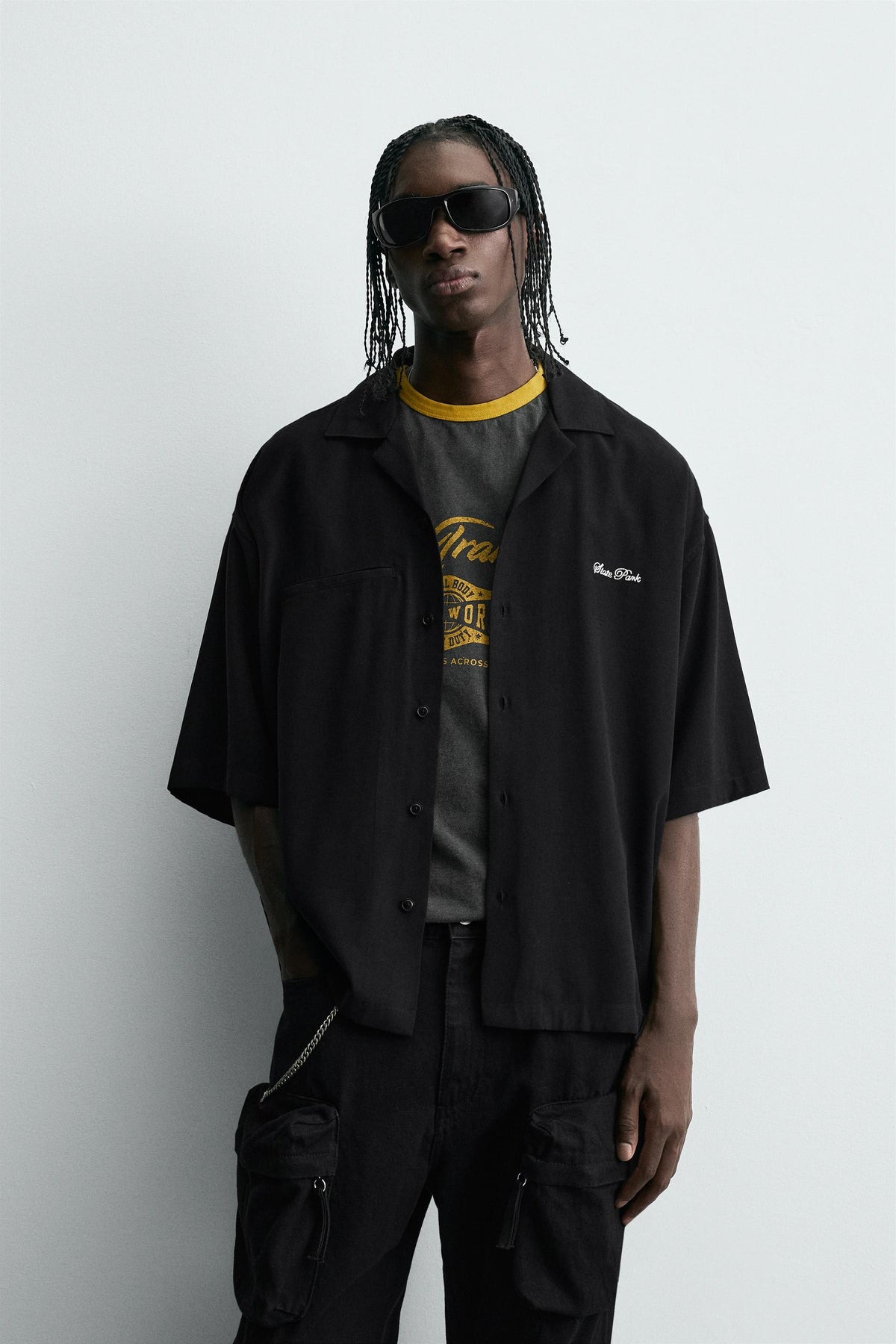 EMBROIDERED TEXT FLOWING SHIRT - Image 2