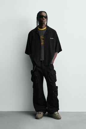 EMBROIDERED TEXT FLOWING SHIRT - Image 1