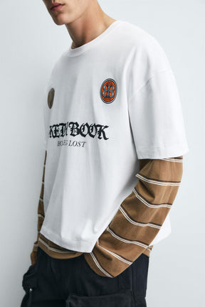 T-SHIRT WITH CONTRAST PRINTS - Image 5