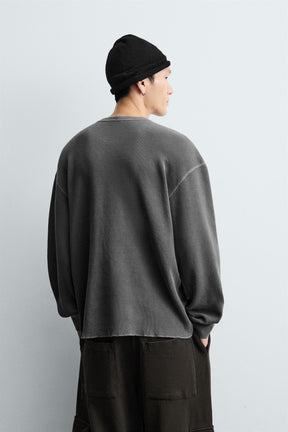 WASHED WAFFLE-KNIT T-SHIRT - Image 3