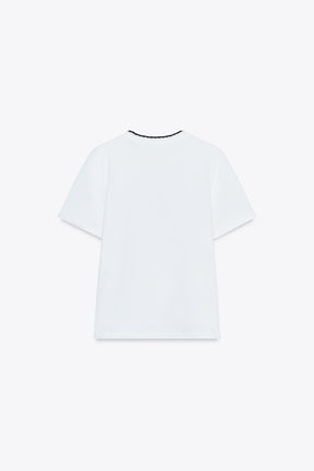 CHUNKY KNIT SLOGAN T-SHIRT