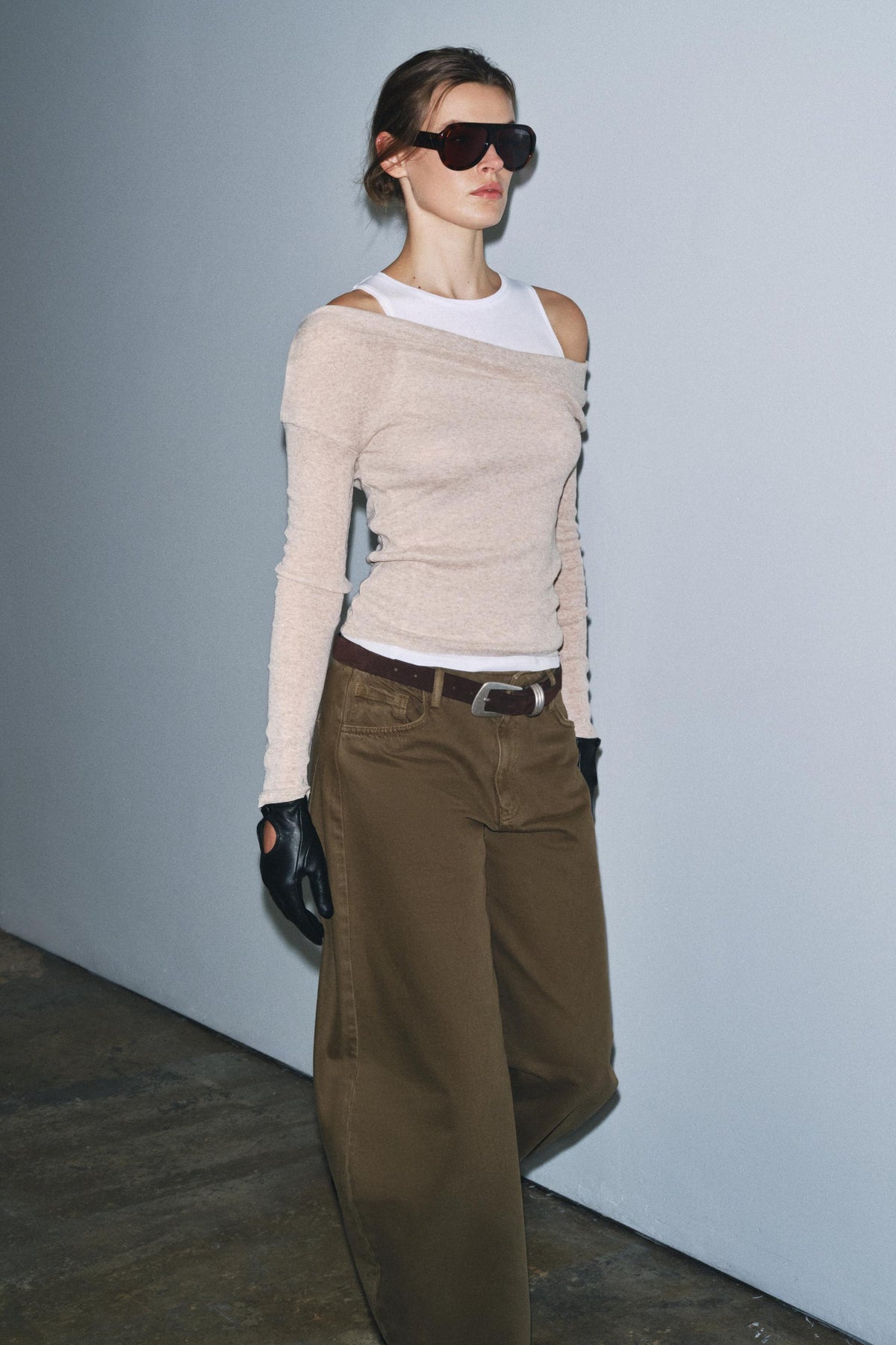 Layered-effect asymmetric t-shirt