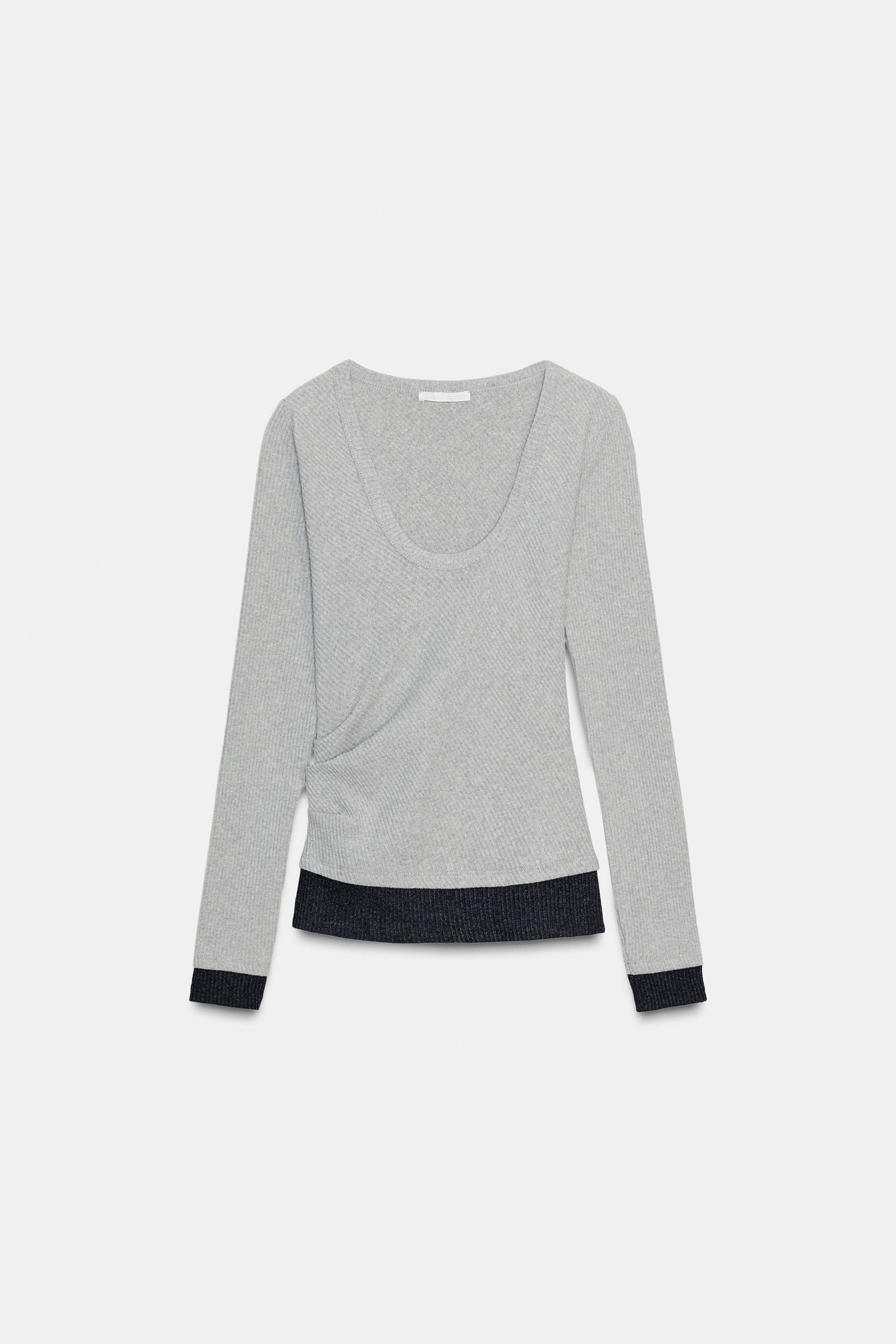 Draped Mock-Layer T-Shirt