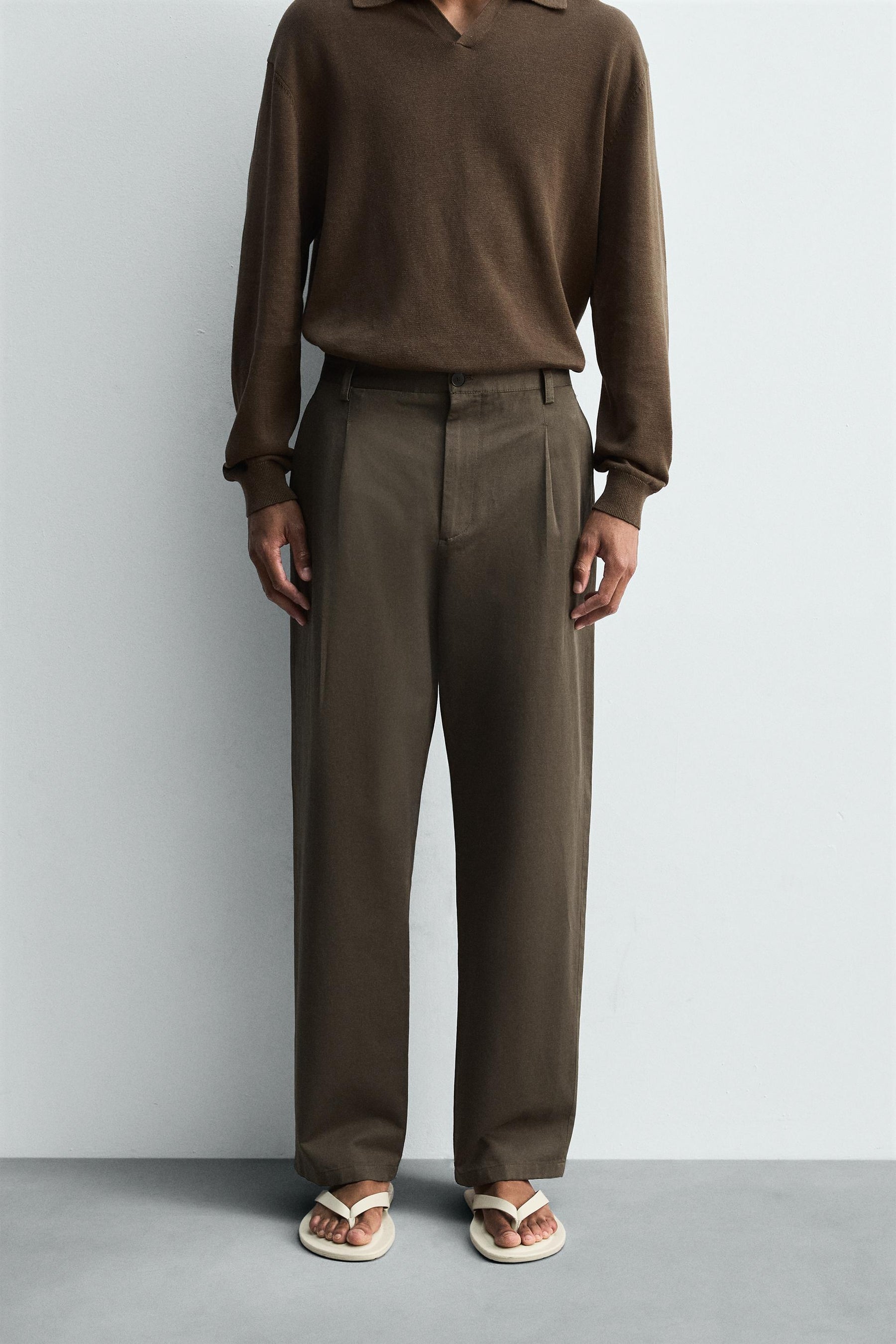 COTTON/LINEN PLEATED TROUSERS - Image 2