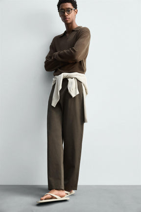 COTTON/LINEN PLEATED TROUSERS - Image 5