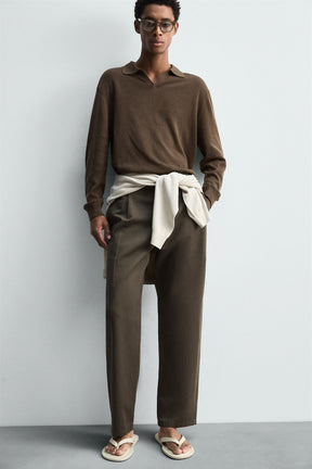 COTTON/LINEN PLEATED TROUSERS - Image 6