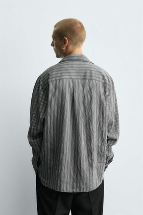 CREASED-EFFECT STRIPED FLOWING SHIRT - Image 3