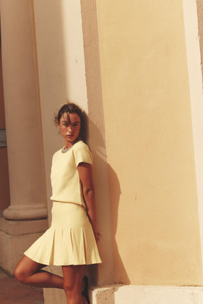 PLEATED KNIT MINI SKIRT - Image 1