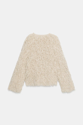 FRINGED BRUSHED CARDIGAN
