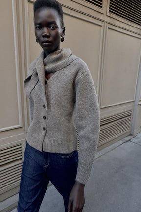 Scarf-Detail Cardigan