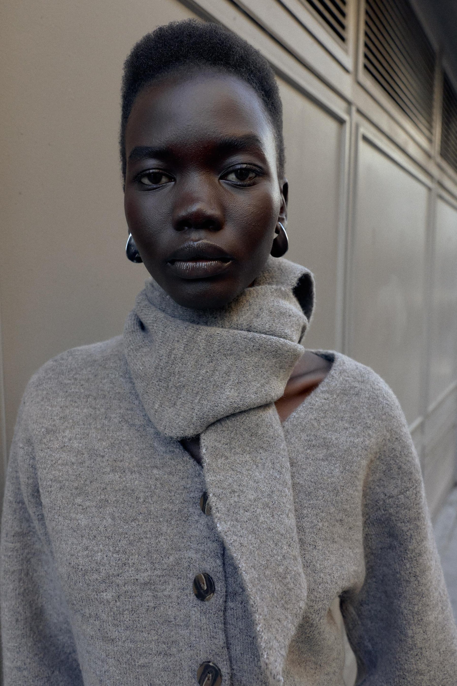 Scarf-Detail Cardigan