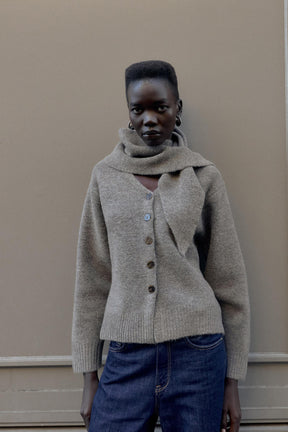 Scarf-Detail Cardigan