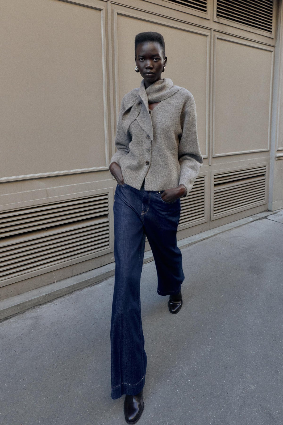 Scarf-Detail Cardigan