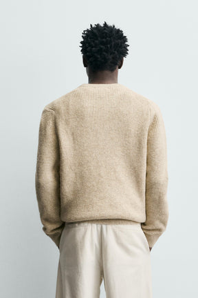 REGULAR FIT WAFFLE-KNIT JUMPER - Image 3