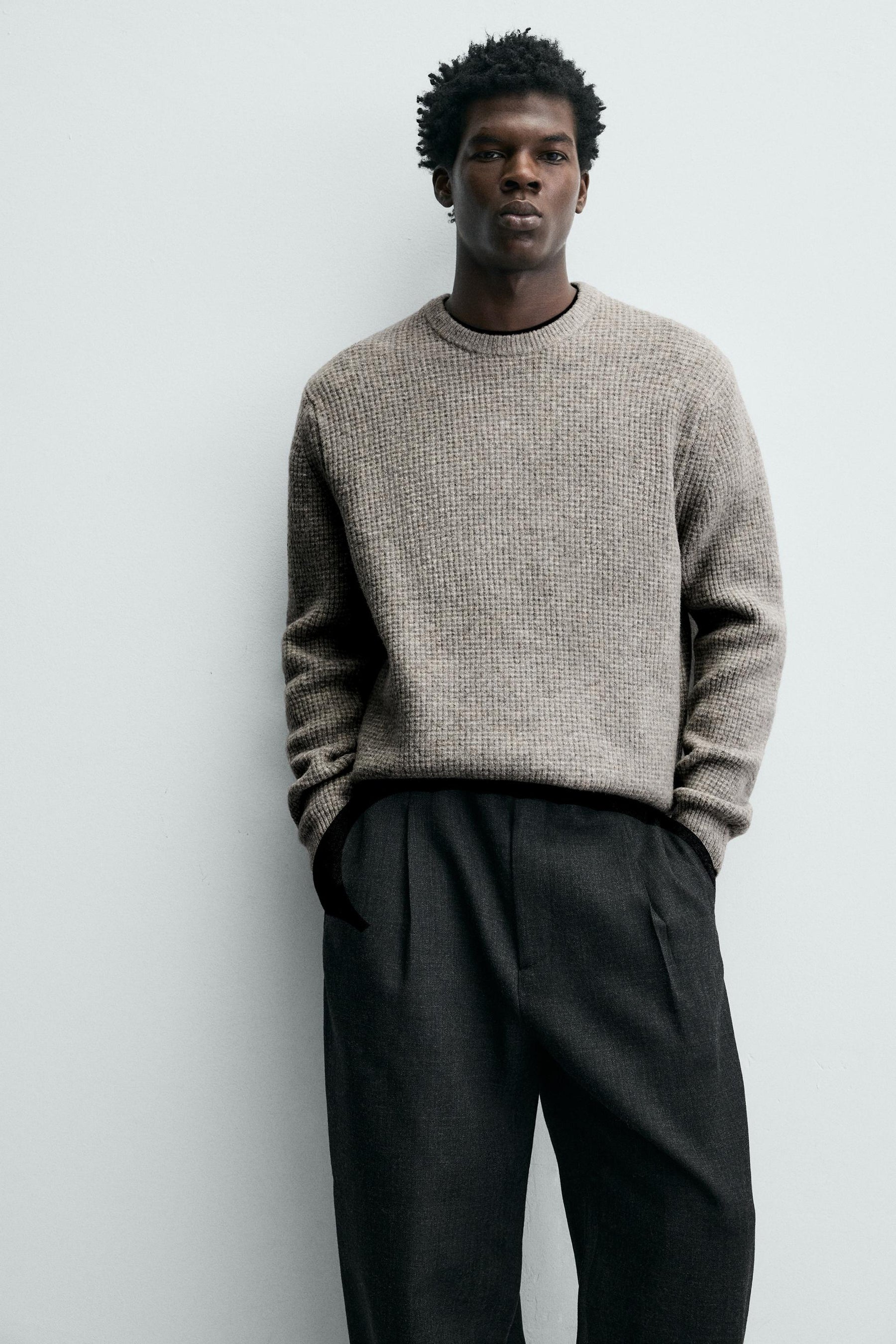 REGULAR FIT WAFFLE-KNIT JUMPER - Image 6