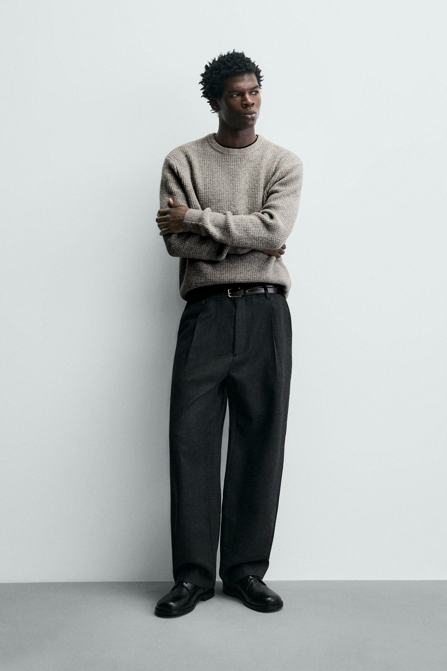 REGULAR FIT WAFFLE-KNIT JUMPER - Image 1