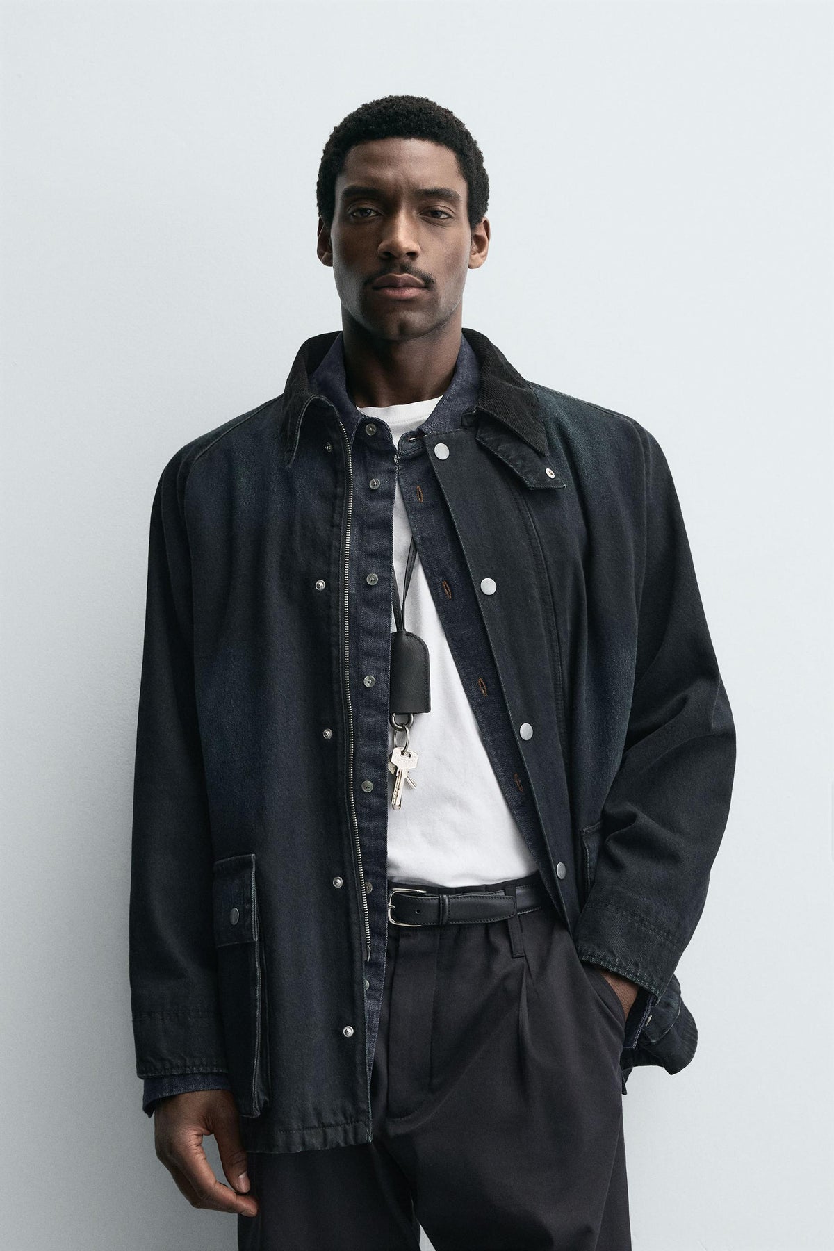 DENIM JACKET WITH COMBINED COLLAR - Image 2