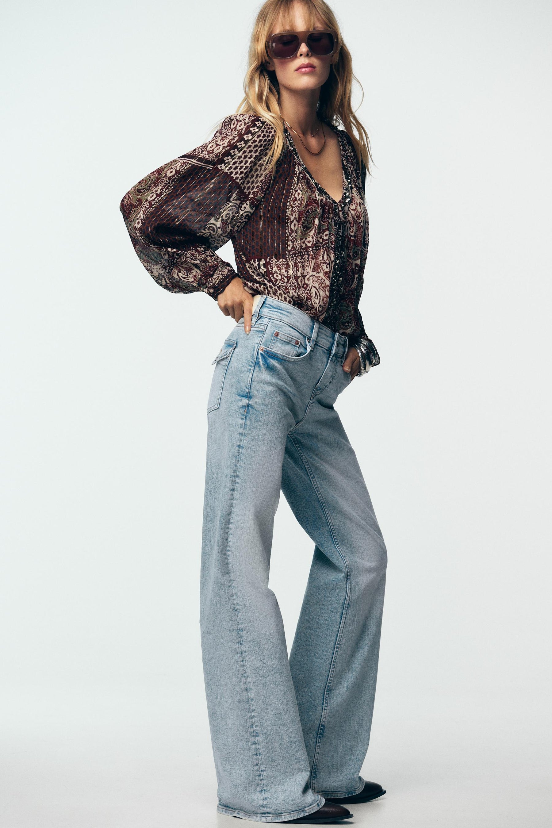 Beaded metallic thread blouse