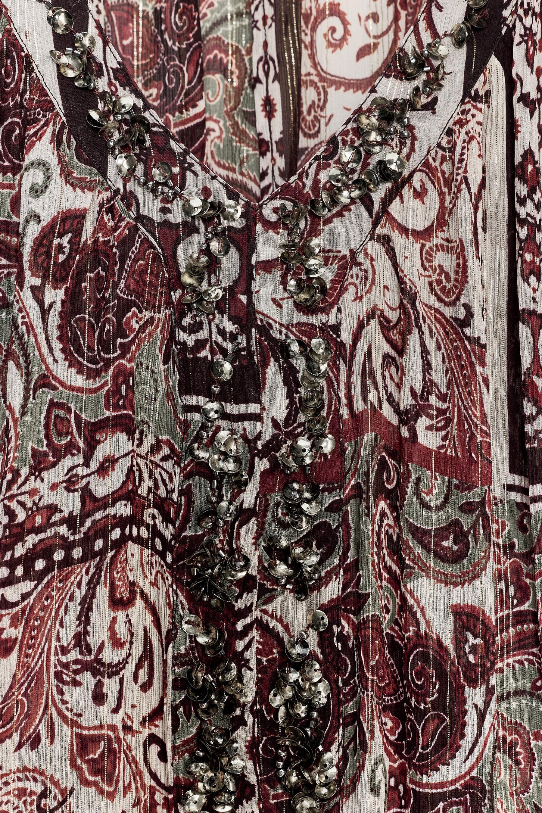 Beaded metallic thread blouse