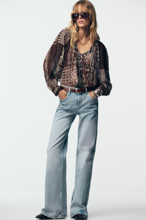 Beaded metallic thread blouse