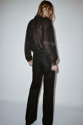 Beaded Semi-Sheer Blouse